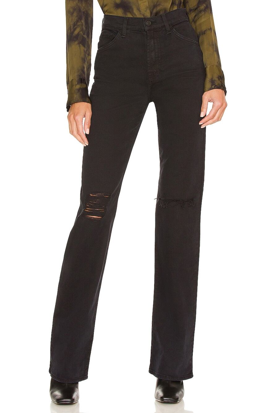 7 For All Mankind Destroyed Black Tall Boot Denim Jeans Size 30